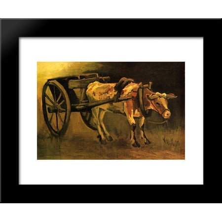 Cart with Red and White Ox 20x24 Framed Art Print by Vincent van Gogh