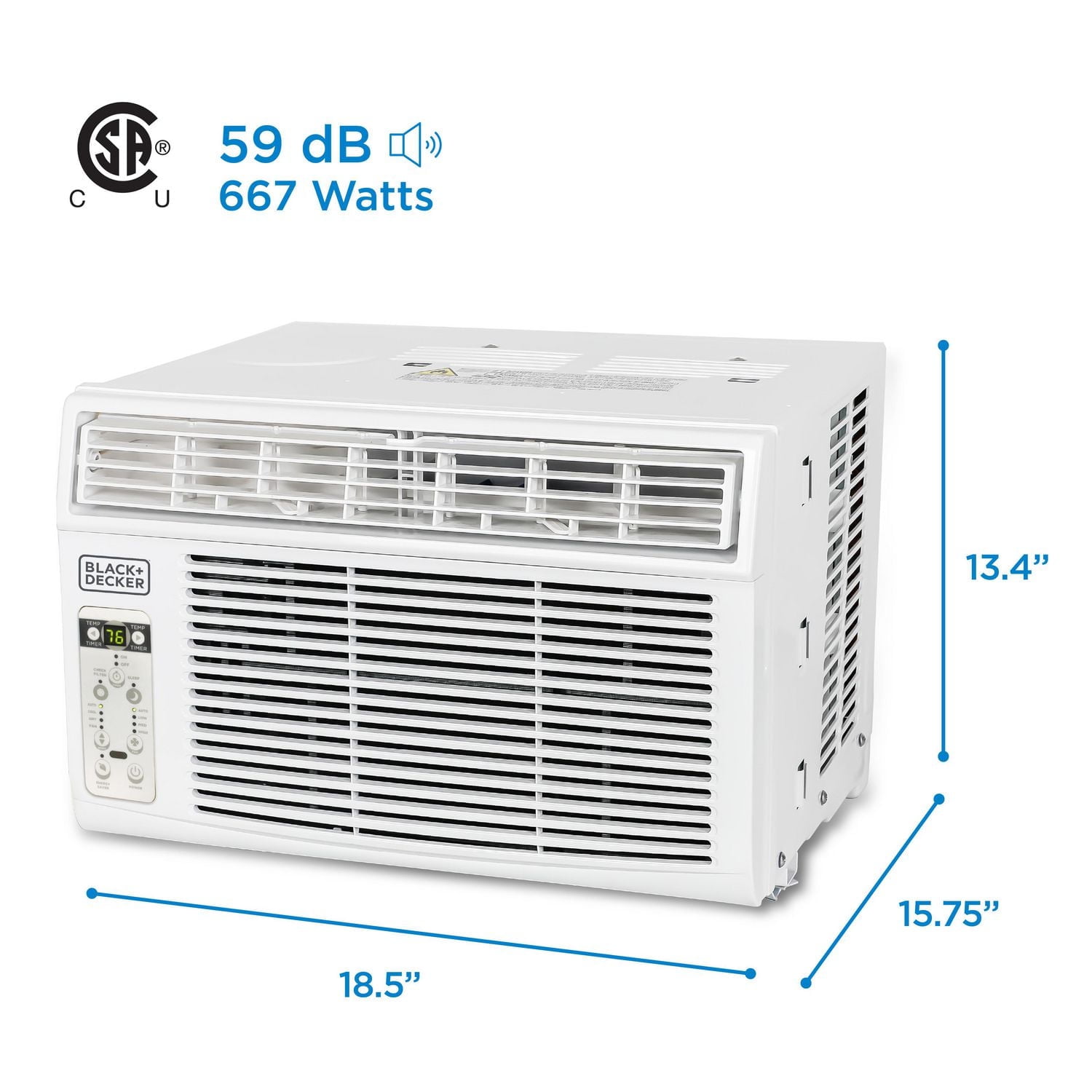 BLACK+DECKER BD08WT6 8000 BTU Window Air Conditioner Unit, AC Cools Up to 350 Square Feet, Energy Efficient, White