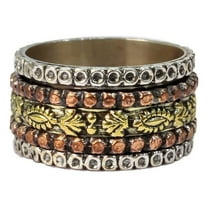 Antique Spinner Band, Bohemian Ring, 925 Sterling Silver Ring, Spinning Thumb Ring, Three Tone Ring, Fidget Ring, Handmade Jewelry, Christmas Oxidized, Brass Copper Band, Anxiety Ring, Mans Band Gifts