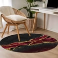 thumbnail image 4 of Round Rugs 4Ft, Red Marble Round Area Rug Washable Indoor Throw Carpet, Gold Abstract Vintage Modern Ombre Art Soft Non Slip Circle Rug for Kitchen Nursery Room Home Decor Aesthetic, 4 of 8