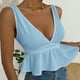 thumbnail image 5 of Blusa sin mangas pequeña para mujer, informal, sexy, a la moda, de verano, con cremallera en V profundo, para vacaciones Pompotops  lopia999724, 5 of 8