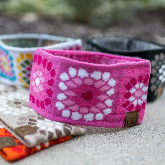 CC Multi-Color Flower Crochet Printed Pattern Head Wrap