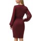 thumbnail image 4 of Vestidos Para Mujer Otoño Primavera Y Otoño Vestido de Manga Larga Con Cuello en V Apretado Plisado Negocios Elegante Costura Lápiz Falda Odeerbi  ODB147987, 4 of 8