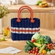thumbnail image 5 of Cesta de plástico tejida a mano con asa | Caja de almacenamiento portátil multifuncional para el hogar, el baño y las compras | Organizador impermeable azul de 24 x 18 x 14 cm, 5 of 6