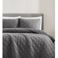 thumbnail image 4 of Brooklyn Loom Diamond Stiched Prewashed 100% Cotton Grey 2-Piece Twin Quilt Set, Solid Casual themed, Adult Bedding, OEKO-TEX Certified, 4 of 10