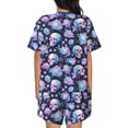 thumbnail image 6 of Daiia flower Skull in starry sky Pattern Womens Pajama Sets Short Sleeve Pajamas for Women Sets Soft Lounge Sets Casual Round Neck Sleepwear PJS-Small, 6 of 7