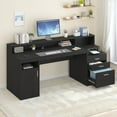 Computer Desk with 3 Drawer & Storage Shelves, Home Office Desk with