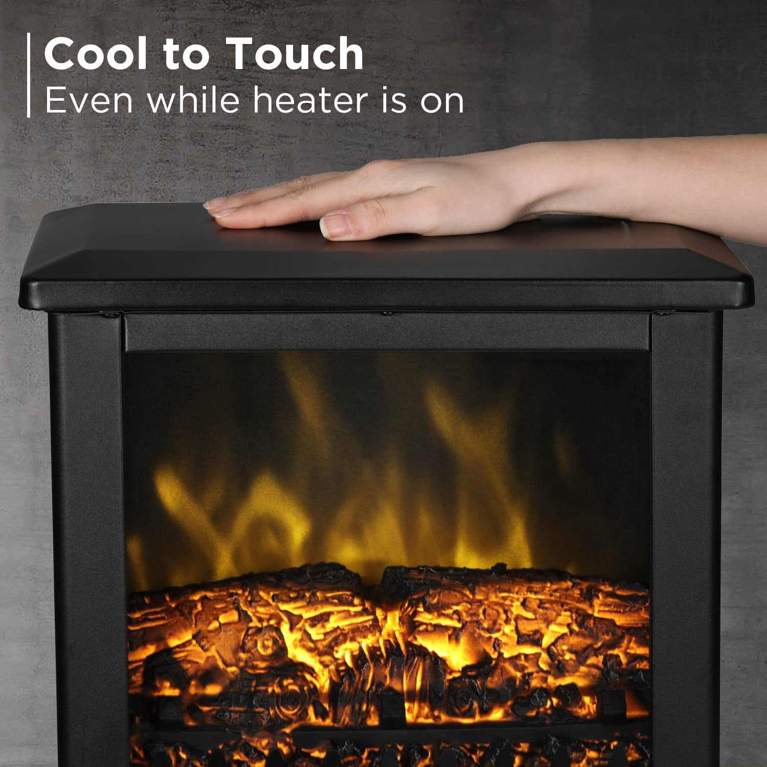 Turbro Suburbs TS17 Compact Electric Fireplace Stove, 18 Freestanding Stove, Realistic Flame, Overheating Safety Protection- 1400W