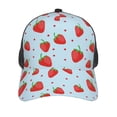 thumbnail image 3 of Lsque Strawberry Printed Trucker Hat - Baseball Cap for Men Women - Breathable Mesh Side, Adjustable Fit - for Casual Wear, 3 of 7