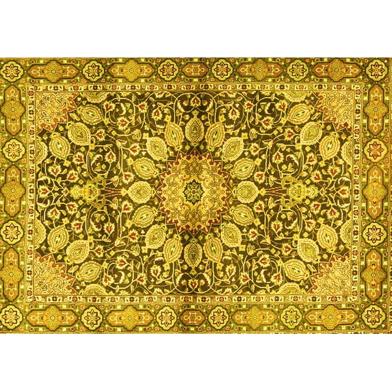 Ahgly Company Indoor Rectangle Persian Yellow Traditional Area Rugs, 2' x 4'