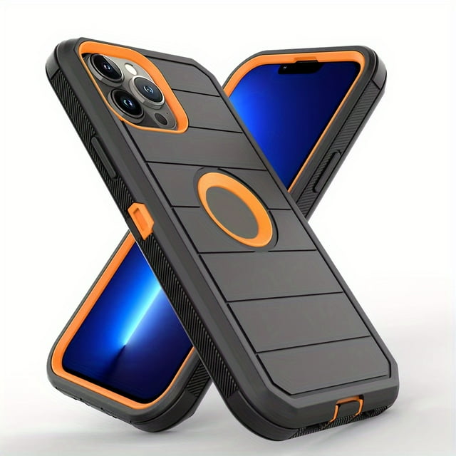 Étui de Téléphone à Clip Arrière Robuste à Triple Couche pour iPhone 12, 13, 14, 15 Pro Max - Antichoc, Résistant aux Chutes et aux Rayures - Design de Support Trois-en-un avec Installation Facile