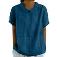 thumbnail image 1 of Timegard Womens Tops Eyelet Lapel Neck Back Button Short Sleeve Comfy Blouse Dressy Casual Tee Tops, 1 of 6