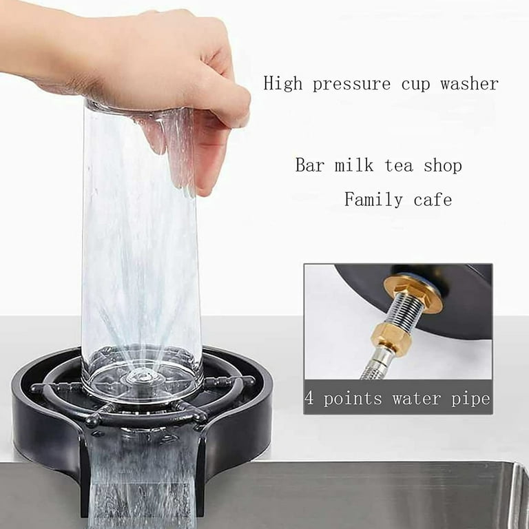 Glass Rinser for Kitchen Sink, Automatic Cup Washer, 10 Water Spraying Holes Bottle Washer, Kitchen Sink Cup Cleaner Accessories