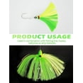 thumbnail image 3 of BLUEWING 4oz Trolling Witch Lure with Lead Head Saltwater Fishing Lures Big Game Trolling Lure Ballyhoo Trolling Skirt for Tuna, Wahoo, Sailfish, Mahi Mahi, Green/Yellow, 3 of 7