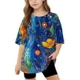 thumbnail image 2 of Virmaxy (5-15 Years) Boys Girls Fashion Casual Shirt Teenagers Solid Color Short Sleeve Round Neck Top Summer Loose Casual Trendy Pullover Shirt Multicolor-26 10 Years, 2 of 8