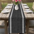 thumbnail image 4 of Modern Minimalist Art Table Runner 72 Inches Long - Vintage Simple Lines Black Kitchen Dining Burlap Linen Tablerunner for Small/Round/Square/Wedding/Coffee/Dining Table Party Home Décor 18 x 72, 4 of 9