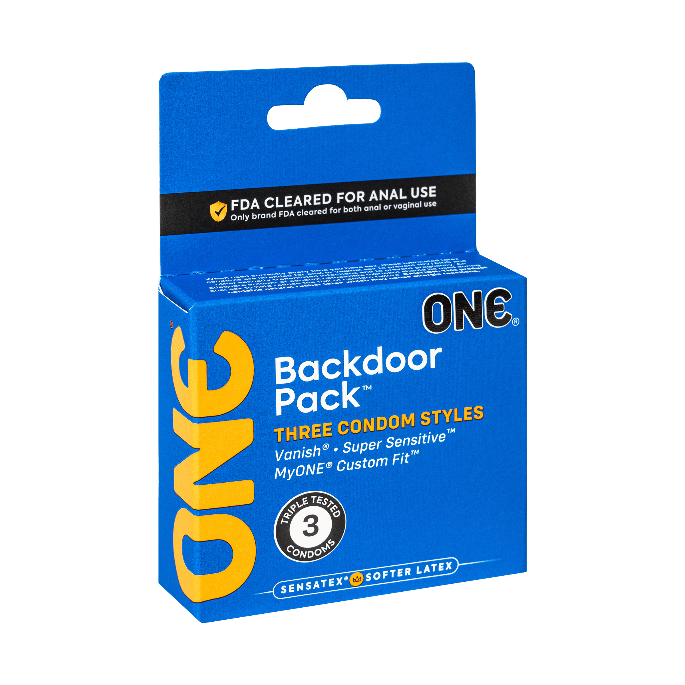 ONE Condoms Backdoor 3 Count Multipack, FDA Anal and Vaginal Approved