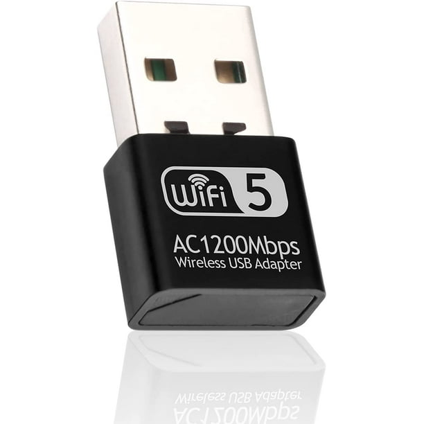Adaptateur WiFi USB 1200Mbps, WiFi Dongle Double Bande 2.4GHz/300Mbps +  5GHz / 867mbps, Adaptateur Réseau Sans Fil pour PC de Bureau 