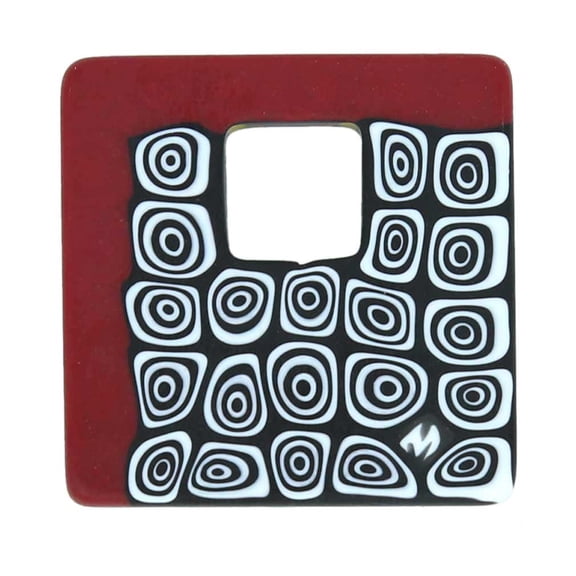 GlassOfVenice Murano Glass Modern Millefiori Square Pendant - Red