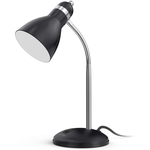 Lámpara de escritorio de metal, lámpara de mesa de cuello de cisne ajustable, lámparas de escritorio de estudio para el cuidado de los ojos para dormitorio, sala de estudio y oficina (negro) Fason CZJJ-HY3