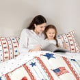 thumbnail image 4 of spefrowx Patriotic American Flag Twin Comforter Sets for Kids, Cartoon Bow Star Stripe Bedding Set, Reversible, 2pcs, 1 Comforter and 1 Pillowcase, 4 of 6