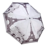 Galleria Paris Auto-Open/Close Extra Large Portable Rain Folding Umbrella for Women, 48-inch canopy, compacts to 12" fitting in most totes, unbreakable fiberglass ribs
