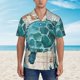 thumbnail image 2 of Fotbe Watercolor Sea Turtle Camisa Hawaiana para Hombre Unisex – Camisa Casual de Verano con Botones de Manga Corta de Algodón y Lino,XX-Large, 2 of 7