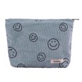 thumbnail image 2 of Estuche de cosméticos de pana con cara sonriente para mujer, neceser de viaje para maquillaje (azul) Likrtyny  Para Estrenar, 2 of 9