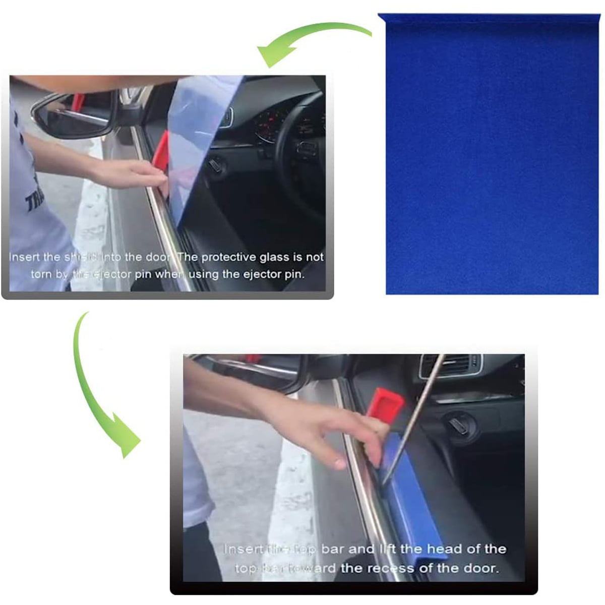 RETYLY Paintless Dent Repair Tools Black Window Guard Protect with Felt Paintless Dent Removal Window Curve Wedge for Car Repair