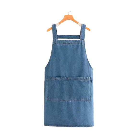 Women's Cotton Apron with Adjustable Straps - Front Pocket Design for Home