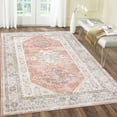thumbnail image 3 of CAROMIO Washable Living Room Rug Ultra Soft Rug Machine Washable Accent Rug Stain Resistant Ultra Thin Distressed Mats for Bedroom Living Room, 5' x 7' Orange, 3 of 7