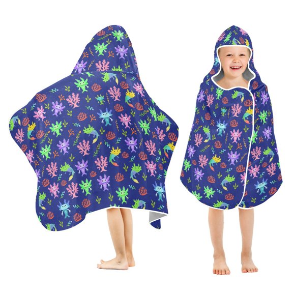 joogoo Cute Axolotls Kids Hooded Beach Towel Baby Bath Towel 23.5"x50"