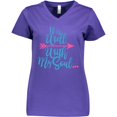 thumbnail image 3 of Inktastic It Is Well with my Soul Pink Arrow Women's V-Neck T-Shirt, 3 of 5