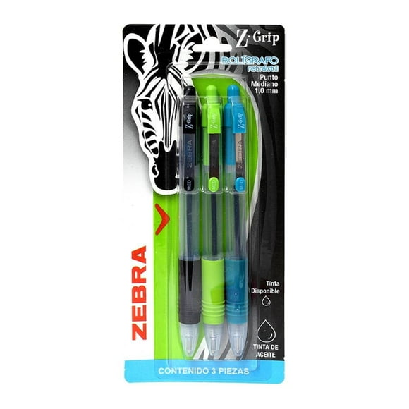 Bolígrafo Zebra Z Grip retráctil punto medio 1.0 mm