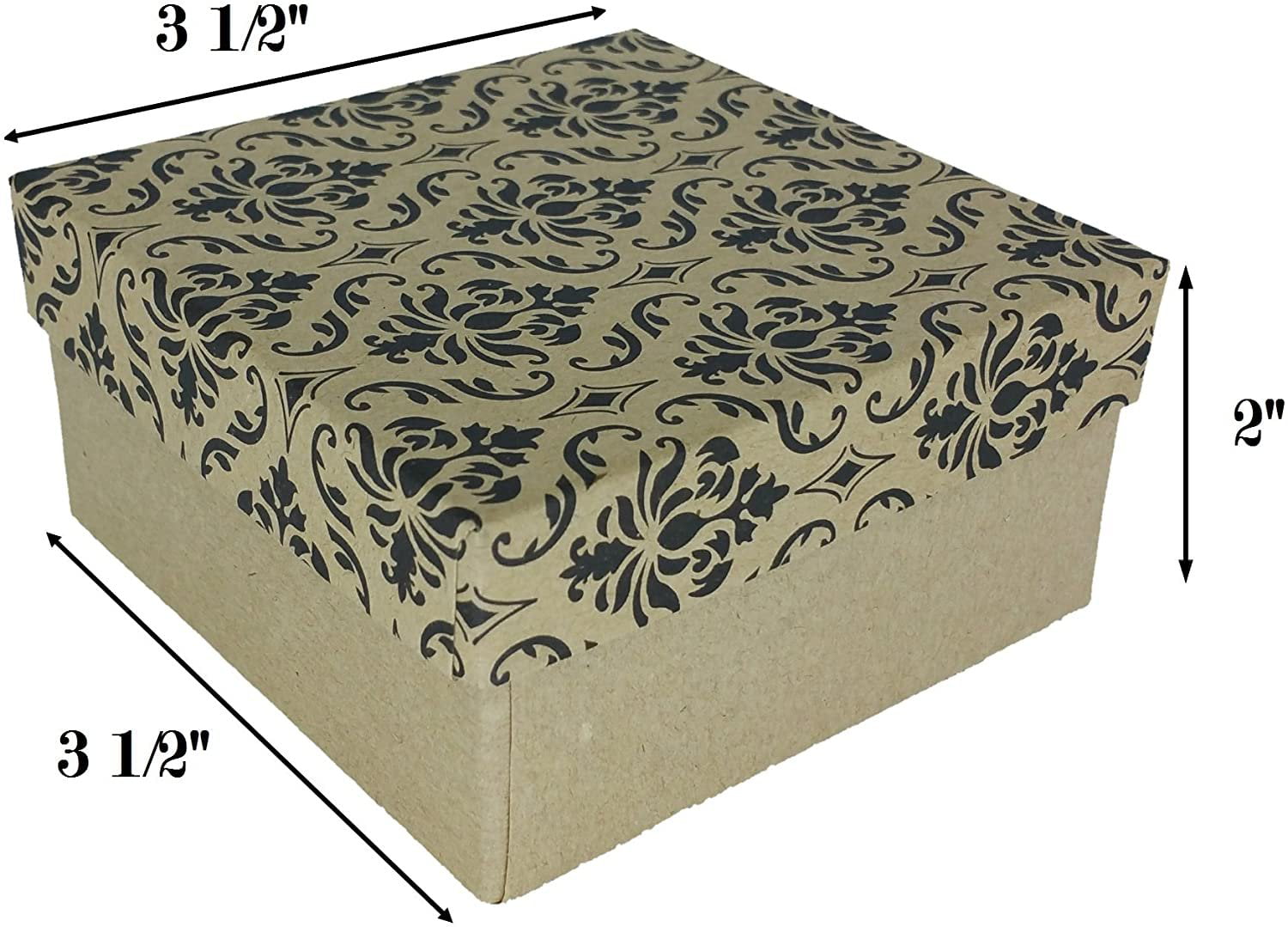 50 Damask Print Gift Jewelry Cotton Filled Boxes 2 1/8" x 1 5/8" x 3/4" Rings 
