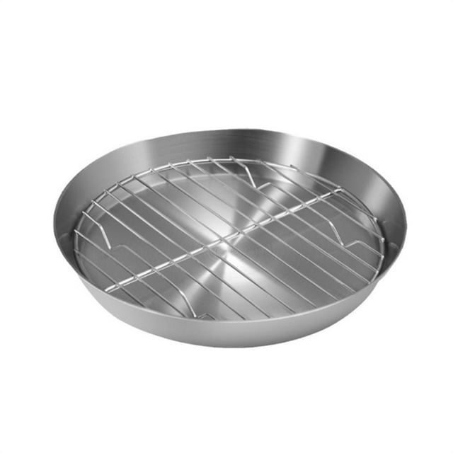 Round Baking Pan Roast Turkey Tray with Cooling Rack for Kitchen BBQ Cake