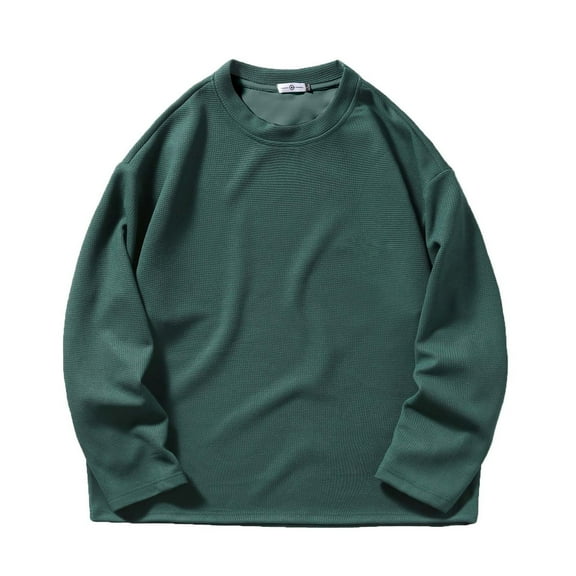Big and Tall Mens Waffleknit Crewneck Sweatshirts M-5XL Plus Size Long Sleeve Pullover Shirts Casual Solid Loose Comfort Basic Tees Tops