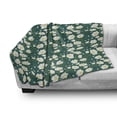 thumbnail image 3 of Floral Soft Flannel Fleece Throw Blanket, White Lotus Flowers on a Plain Backdrop Petals Buds Stem Blossoming, Cozy Plush for Indoor and Outdoor Use, 50" x 70", Forest Green Multicolor, by Ambesonne, 3 of 6