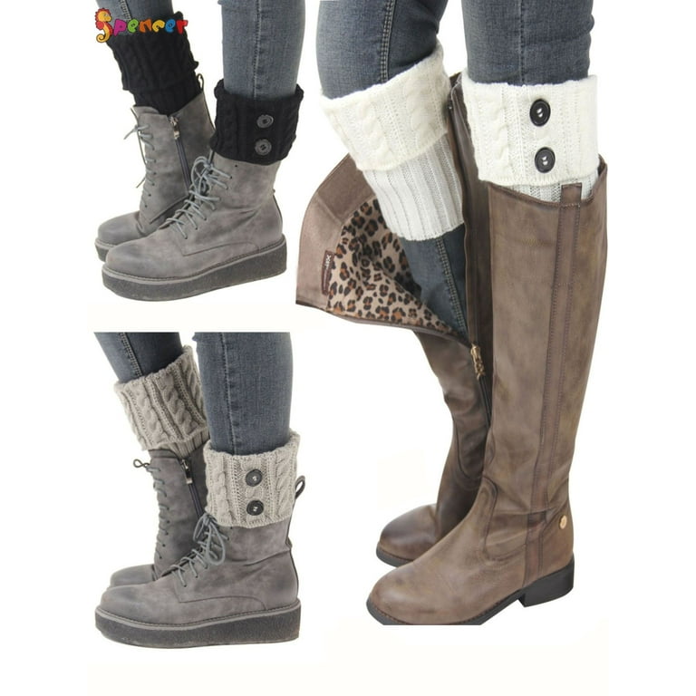 Spencer 2 Pairs Women Short Boot Socks Winter Crochet Knitted Boot
