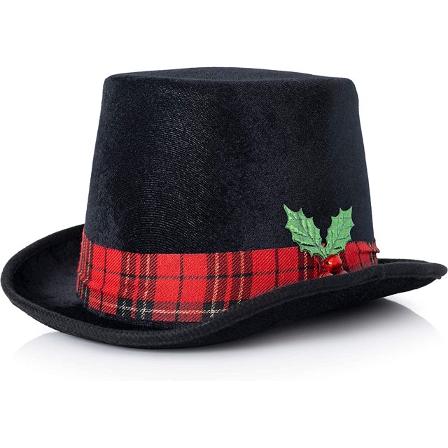 Gorro de muñeco de nieve para adorno de árbol de Navidad, gorro de muñeco de nieve para adorno de árbol de Navidad con cinta roja a cuadros y muérdago, acebo y bayas
