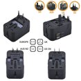 thumbnail image 5 of Adaptador de viaje Universal 1A 2.1A Dual USB, enchufe EU US AU UK, adaptador de enchufe convertidor multifunción, cargador USB fusionado, blanco y negro, 5 of 5