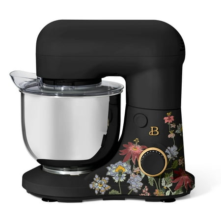 Beautiful 3.5 Qt Stand Mixer with Flat Beater, Dough Hook, Balloon Whisk, Wildflower Black Sesame by Drew Barrymore