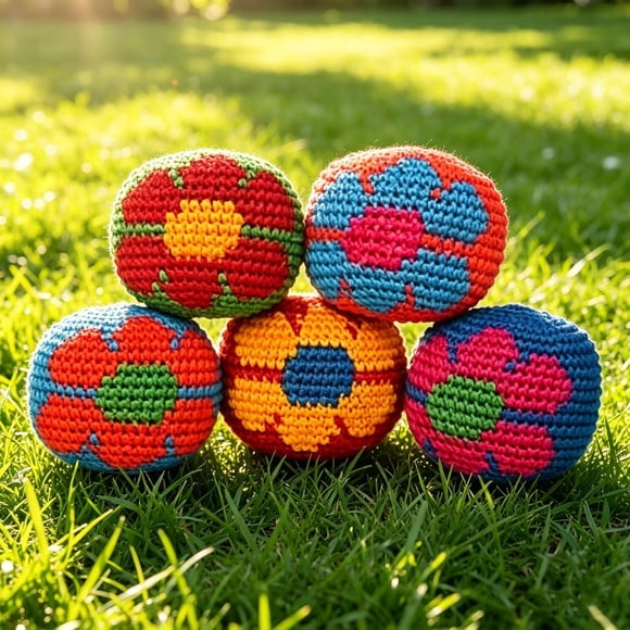 EQWLJWE Handmade Knitted Footbag,Assorted Foot Bag Crochet Footbag Kick Sack for Adults,Handwoven Sandbags Adult Foot Bag Beginners Juggling Ball