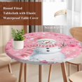 thumbnail image 4 of Pink Snowman Christmas Round Tablecloth, Fitted Table Cover with Elastic for 45"-54" Round Tables, Xmas Balls Snowflake Table Cloth Outdoor Indoor Dinning Party Waterproof Tablecloths, 4 of 7