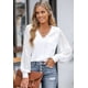 thumbnail image 3 of Blusas de mujer con escote en V, mangas largas de encaje, camisa elegante, 3 of 6
