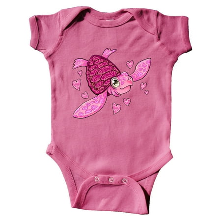 

Inktastic Valentine s Day Cute Pink Sea Turtle with Hearts Gift Baby Boy or Baby Girl Bodysuit