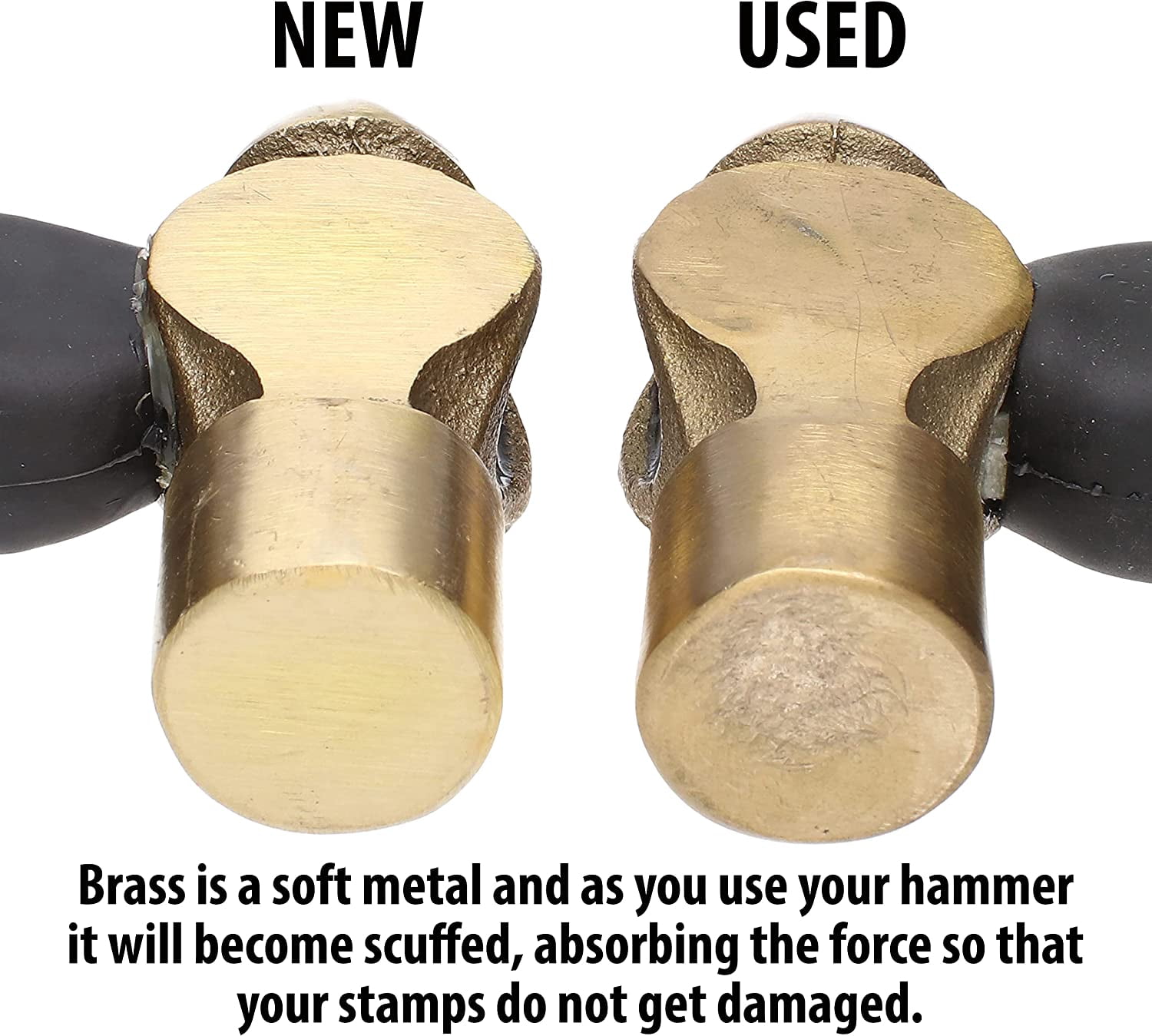 The Beadsmith Brass Ergo Hammer - Metal Elements - 5-inch ergonomic handle - 1LB weighted head with a 27mm Face - Ideal for metal stamping, jewelry making, wood & leather smithing DIY projects