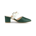 thumbnail image 3 of BLISSFUL STEP Women's Pointy Toe Block Heel Dress Mules Pumps Green White 8, 3 of 7