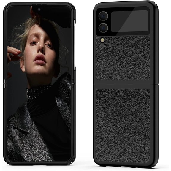 Case for Galaxy Z Flip 3, Premium Leather Shockproof Cases with Reinforced Corners Anti-Scratch, Compatible with Samsung Galaxy Z Flip 3 (Black)