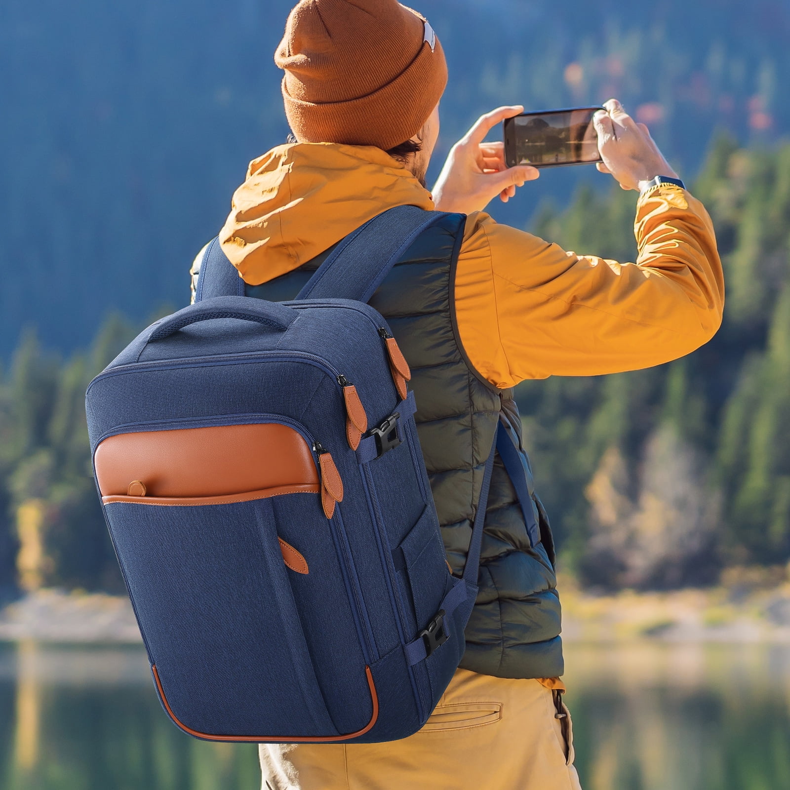 UKEIN Travel Backpack for Men & Women Carry On Backpack Flight Approved 40L Waterproof Anti-Theft Personal Item Backpack with Packing Cubes and Shoe Pocket
